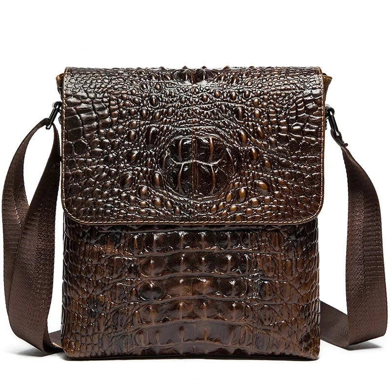 Croc Chic: Men's Leather Messenger Bag (9881)