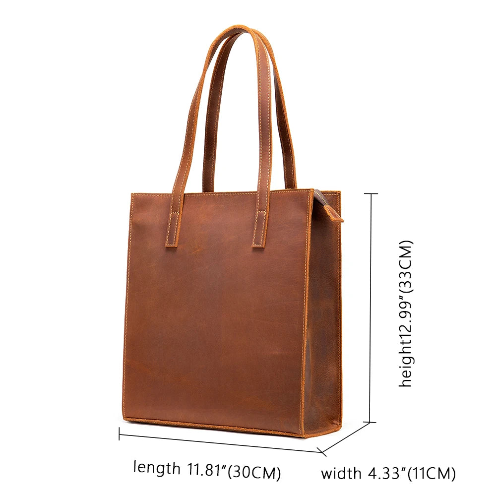 Genuine Leather Tote: Elegant Brown Shoulder Bag