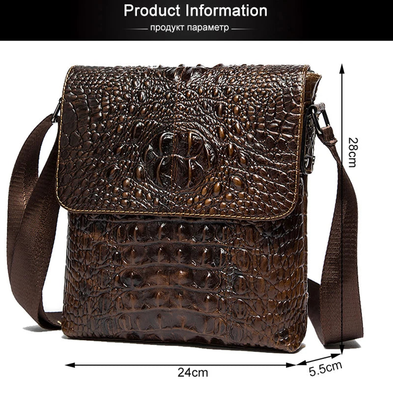 Croc Chic: Men's Leather Messenger Bag (9881)