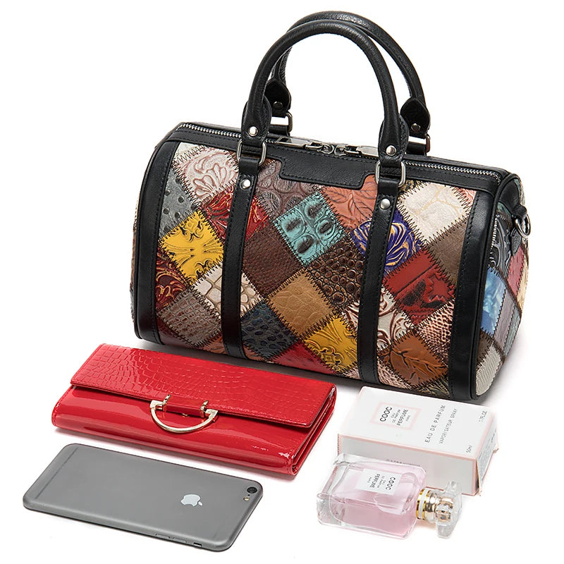 Luxe Patchwork: Genuine Leather Elegance