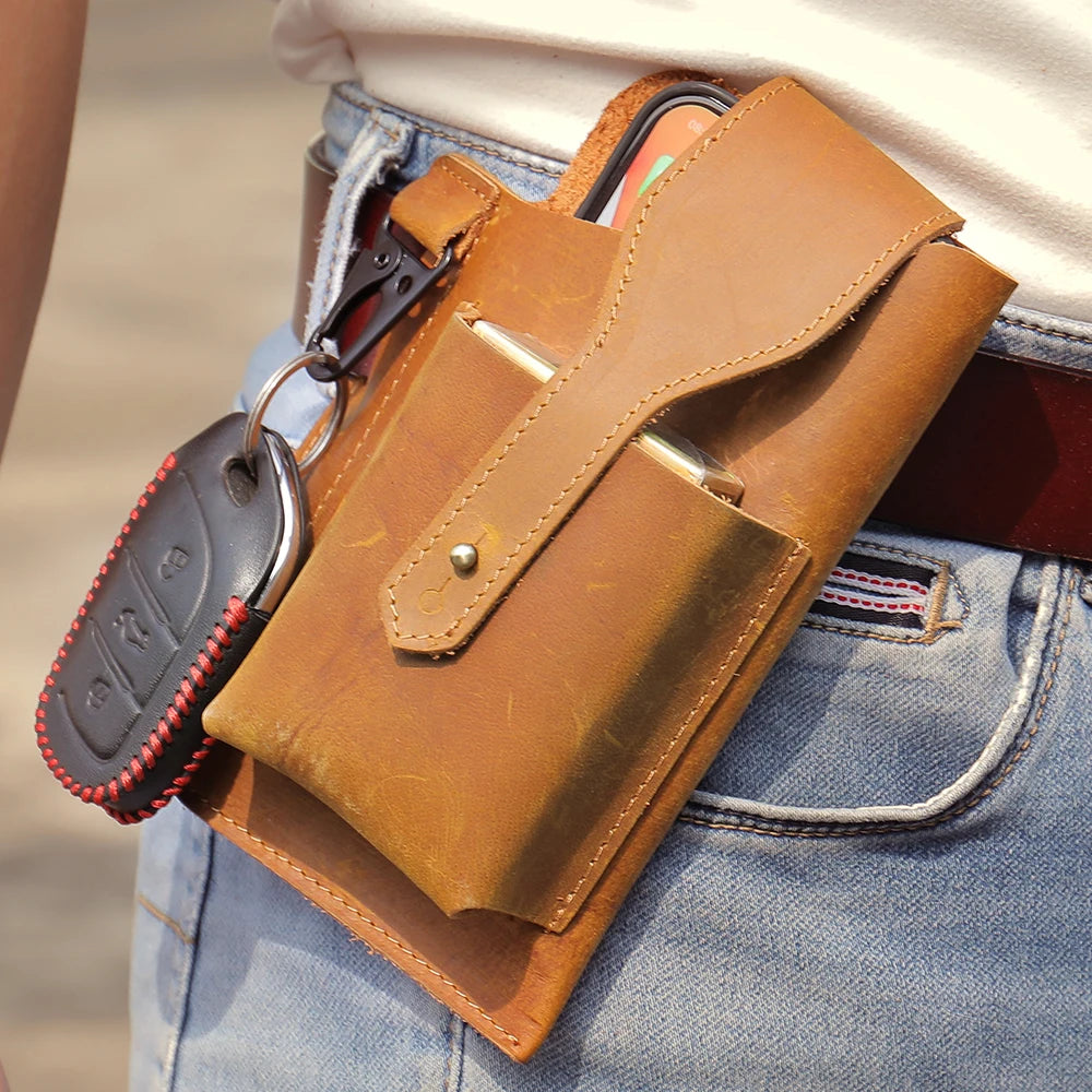 Essential Elegance: Leather Phone Holster & Waist Bag